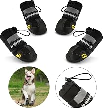 Dog Shoes, 4 Pcs Non-Slip Shoes for Dogs with Wear-Resistant, Non-Slip Inner Band and Elastic Resistant for Medium and Large Dogs (7#)