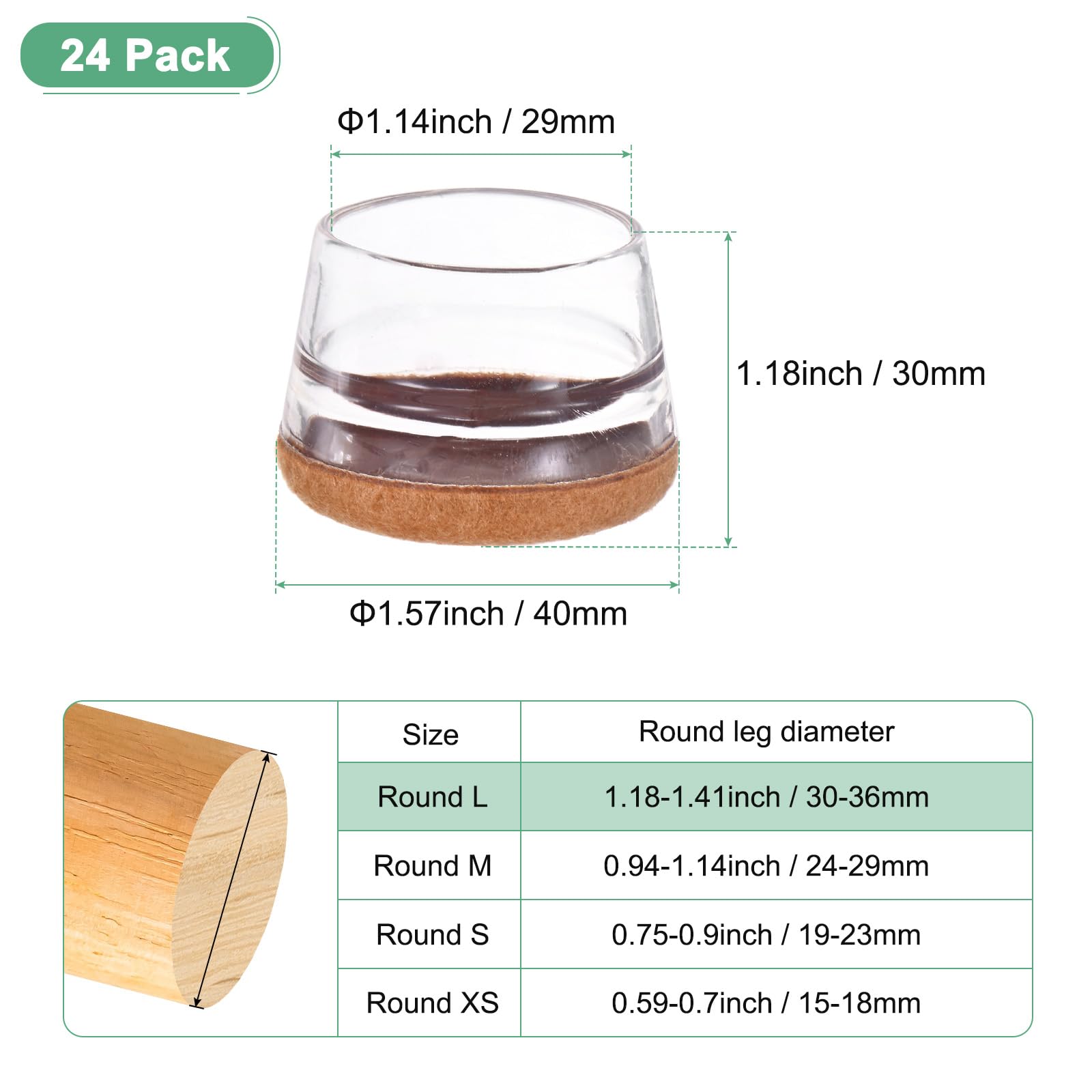 M METERXITY 24-Pack Chair Leg Floor Protectors - Image 3