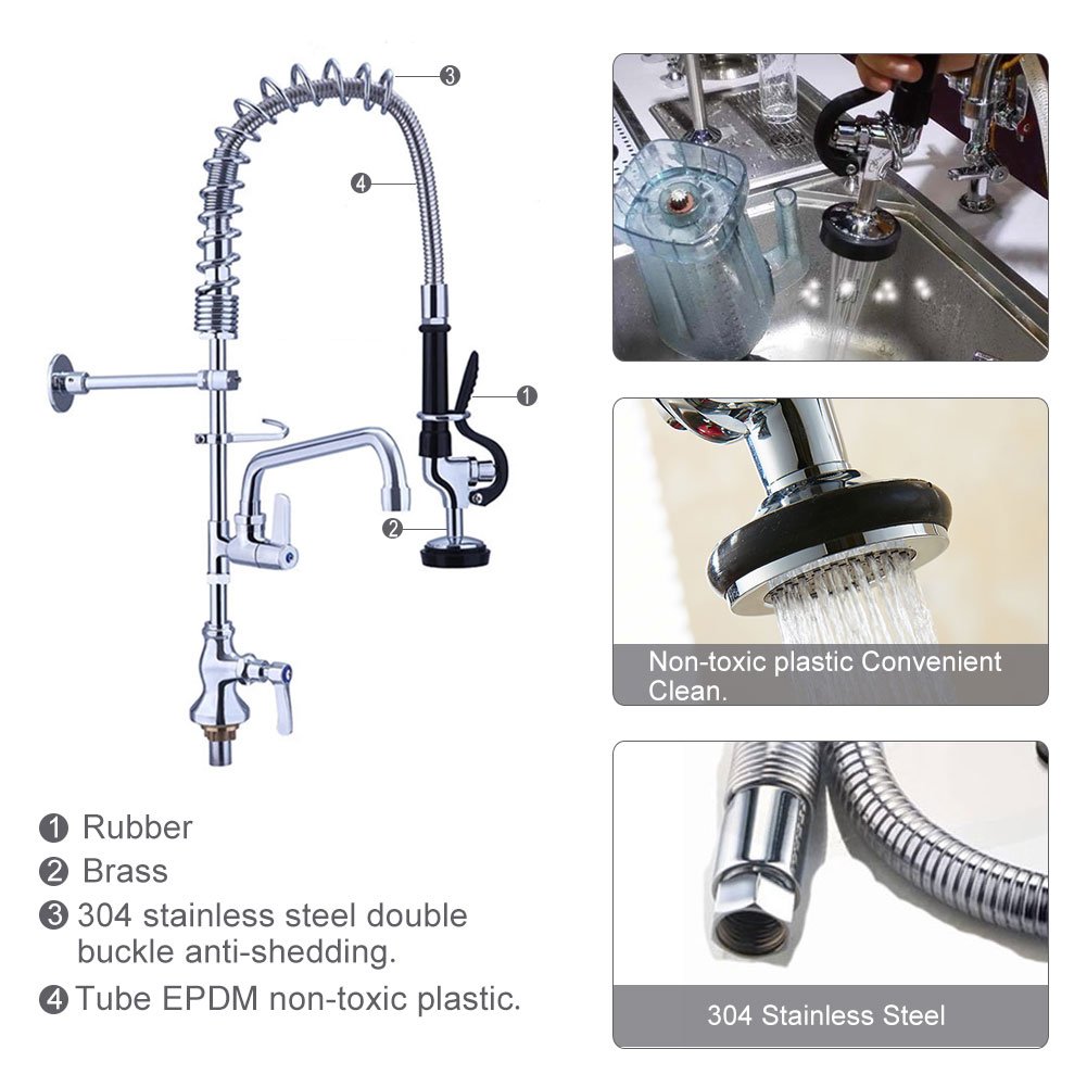 Comercial Grifo con Manguera Flexible de Alta Presión Pulverizador de Fregadero Kit de Reemplazo de Color Negro