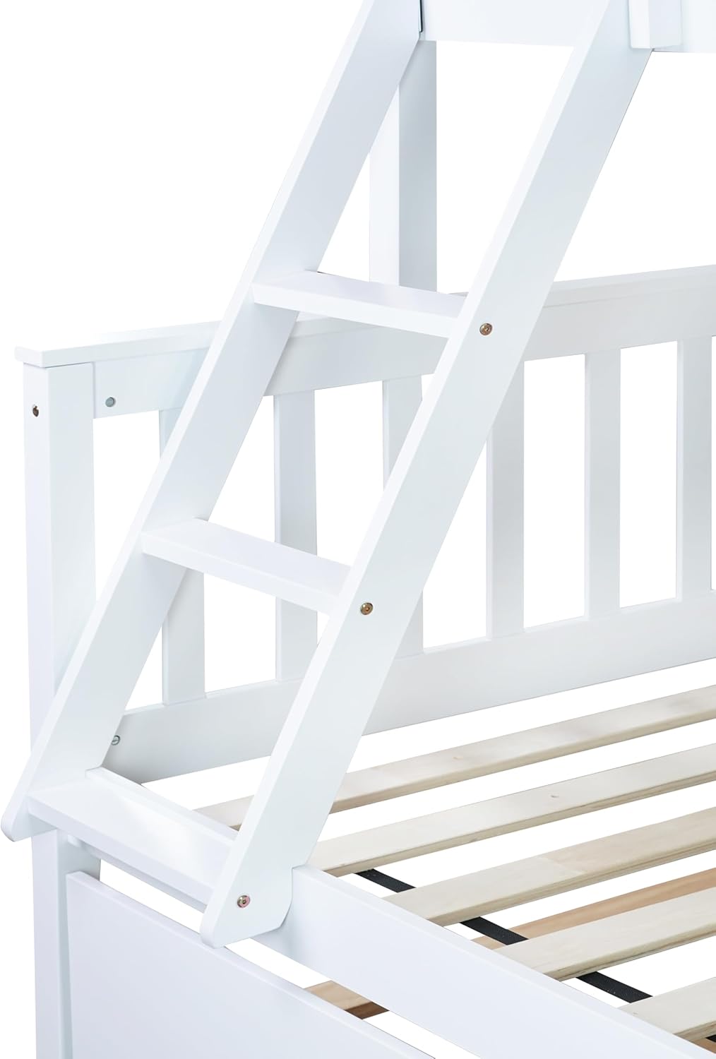 Bunk Bed/Twin Over Full for Kids Adults Teens Bedroom,Solid Wood Bunk Bed & Convertible to 2 Separated Bed with Trundle & Ladder & Safety Guardrail,No Box Spring Needed,Easy Assembly, White