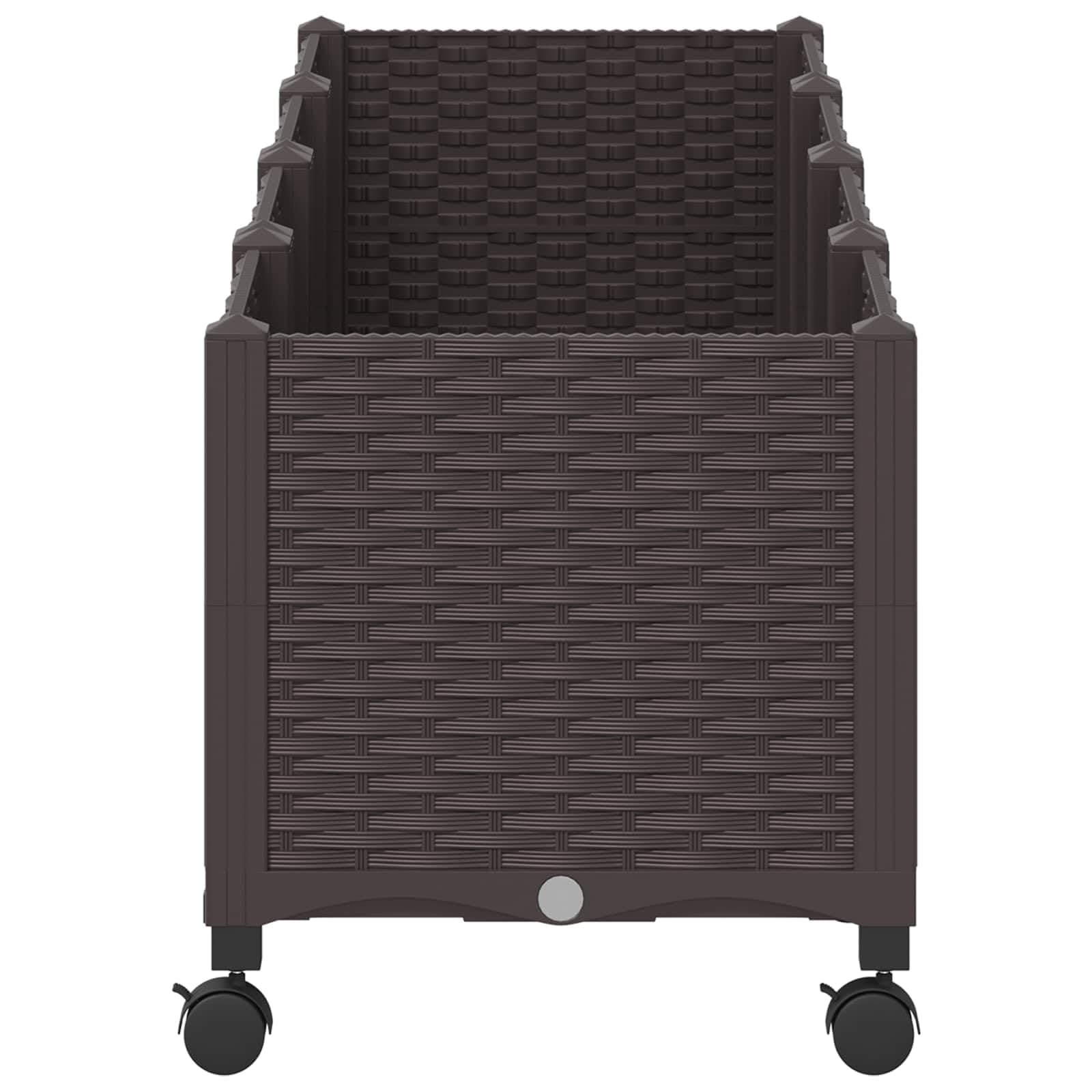 vidaXL Jardinière avec Roues Marron 160 x 40 x 44 cm PP, Jardinière Moderne pour Balcon, terrasse, résistante aux intempéries, idéale pour Les Plantes et légumes