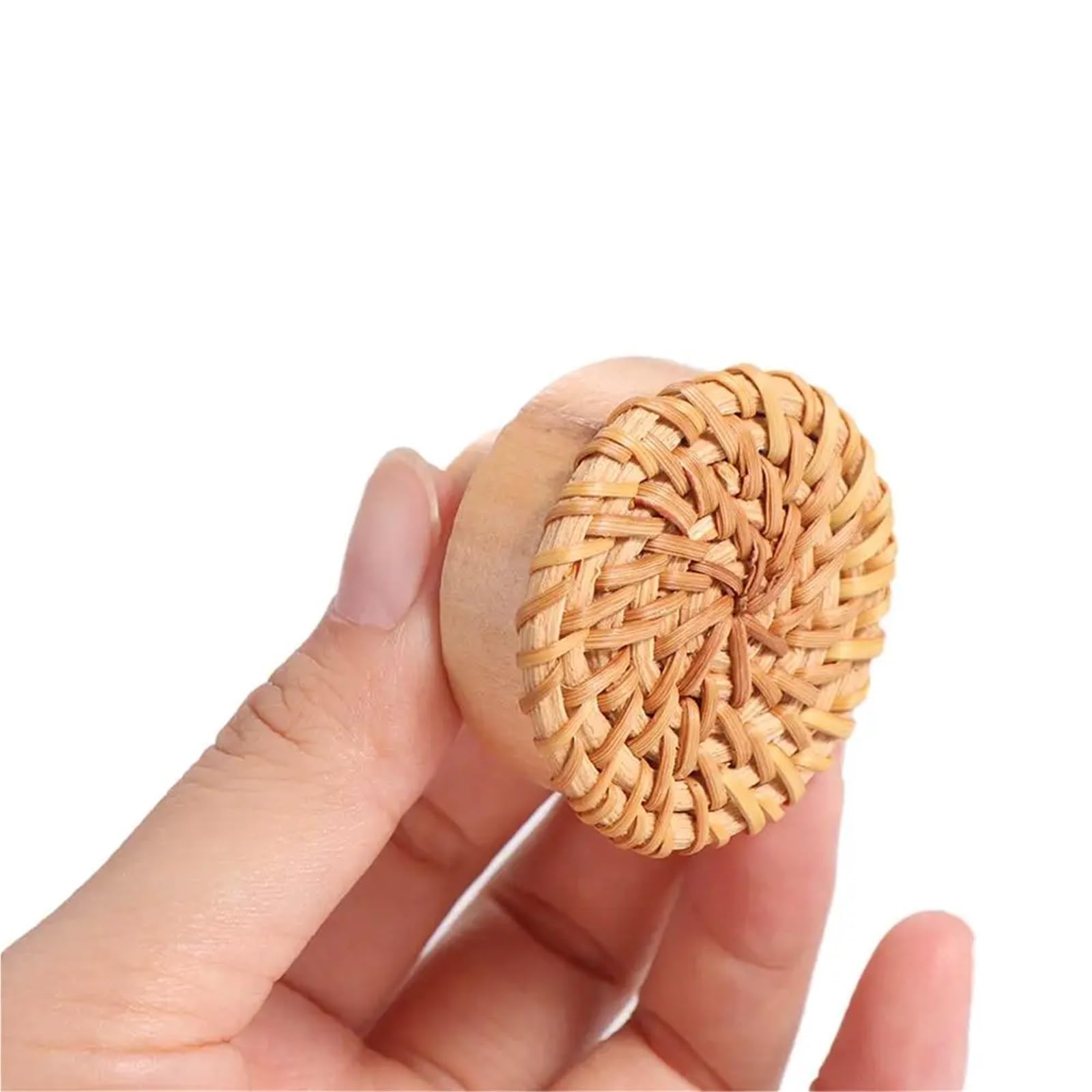 10-50 maniglie in legno per ante di armadietti, cassettiere, pomelli per cassetti in rattan, per mobili da cucina (bianco, 50 pezzi)