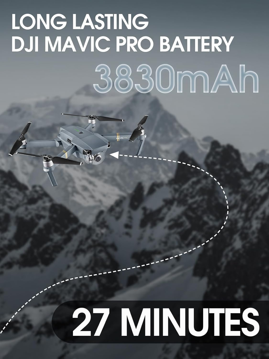 Mavic Pro Battery 2 Pack, 3830mAh 11.4V Intelligent Flight Battery for DJI Mavic Pro, Platinum, Alpine White Drone - Image 4