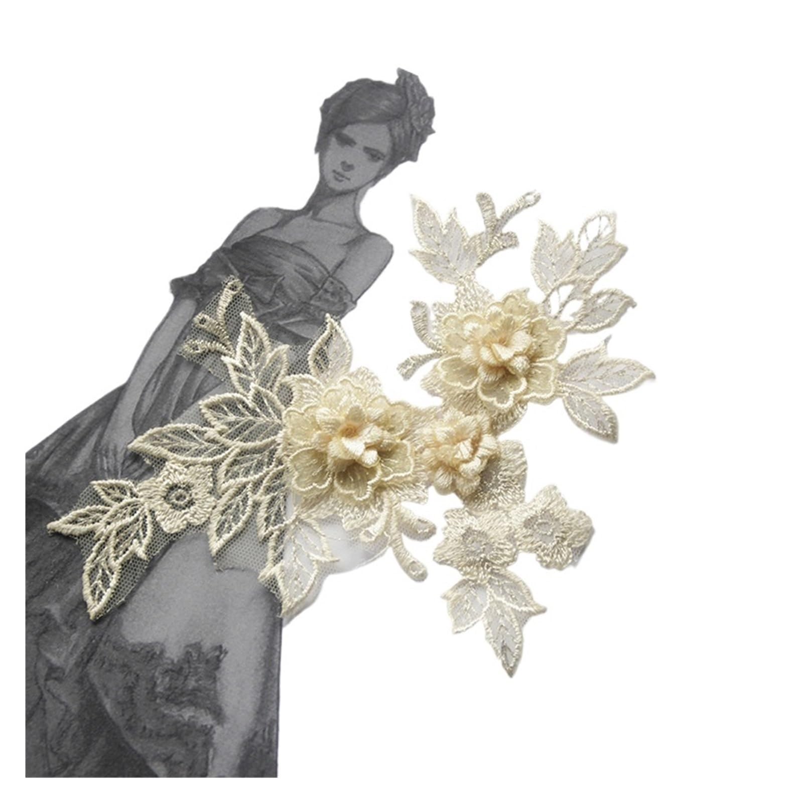 Dentelle 3D brodée Lace Collar 12 anti-effilochage pour masquer les accrocs de tissus