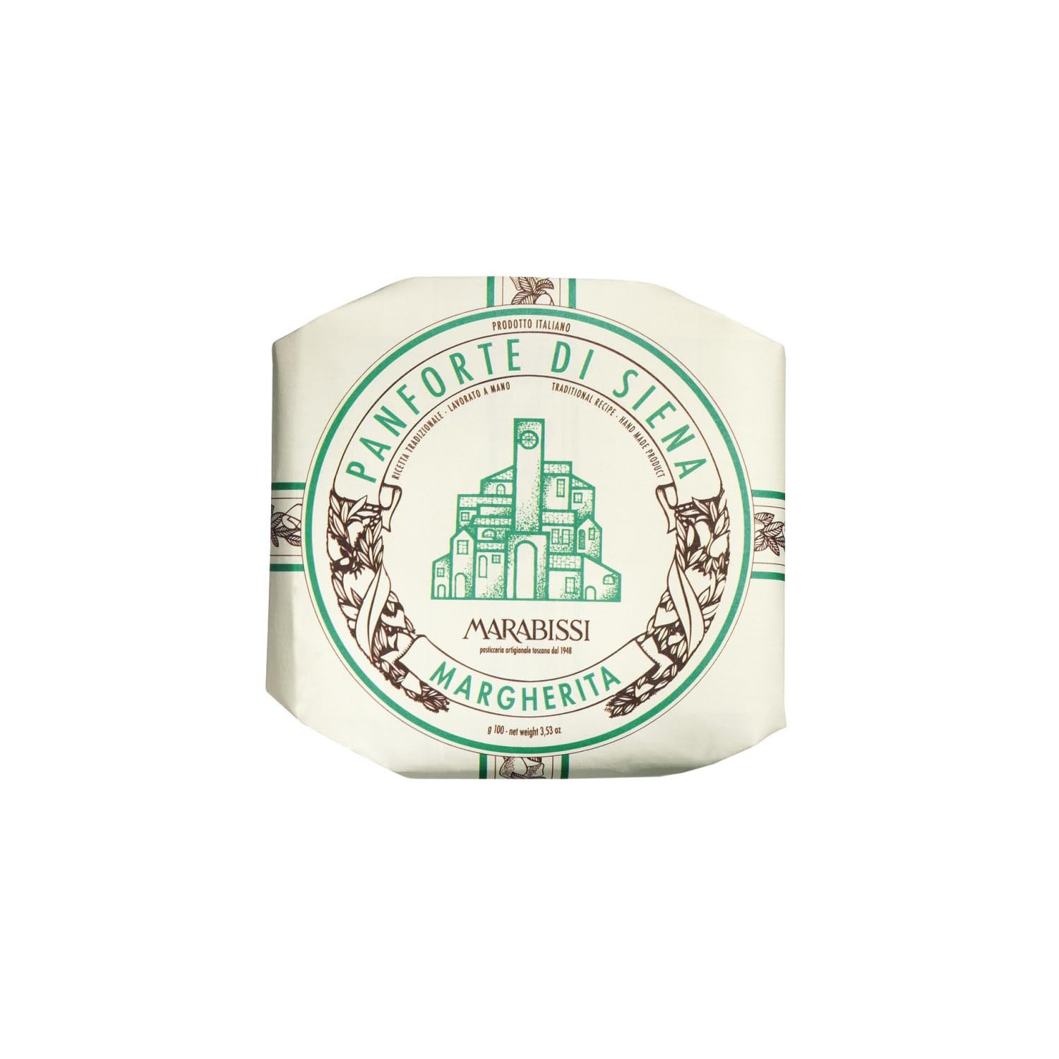 Marabissi® | Panforte Margherita Handgemacht - 100 Gr | Handwerklich hergestelltes Panforte mit Mandeln und kandierten Früchten
