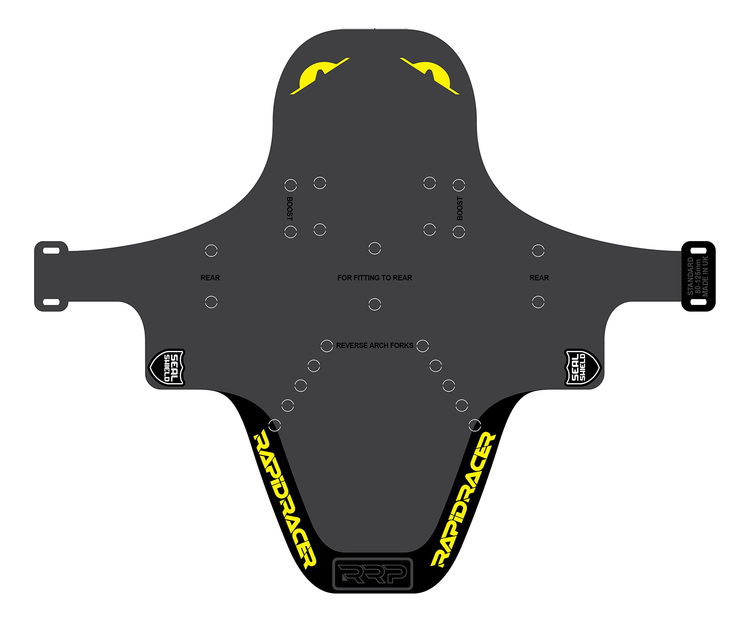 RRP Rapid Racer Products Unisex's Enduro Mudguard, Black/Yellow, One Size — image 1