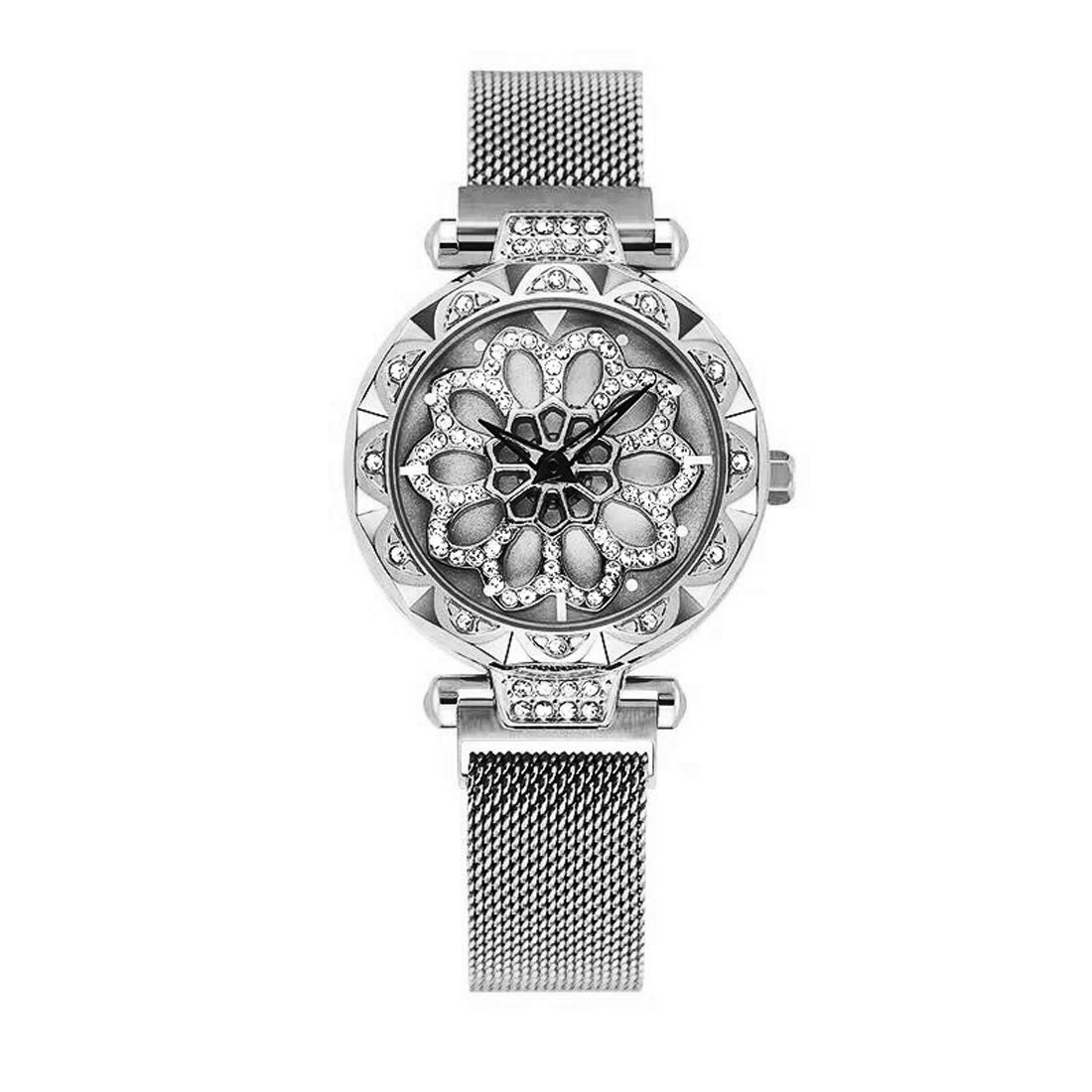 NiyatiFab Dimous Luxury Mesh Silver Magnet Buckle Starry Sky Quartz Watches for Girls Mysterious Lady Analog Watch - for Girls (B07W4Q8TLK) Amazon Price History, Amazon Price Tracker