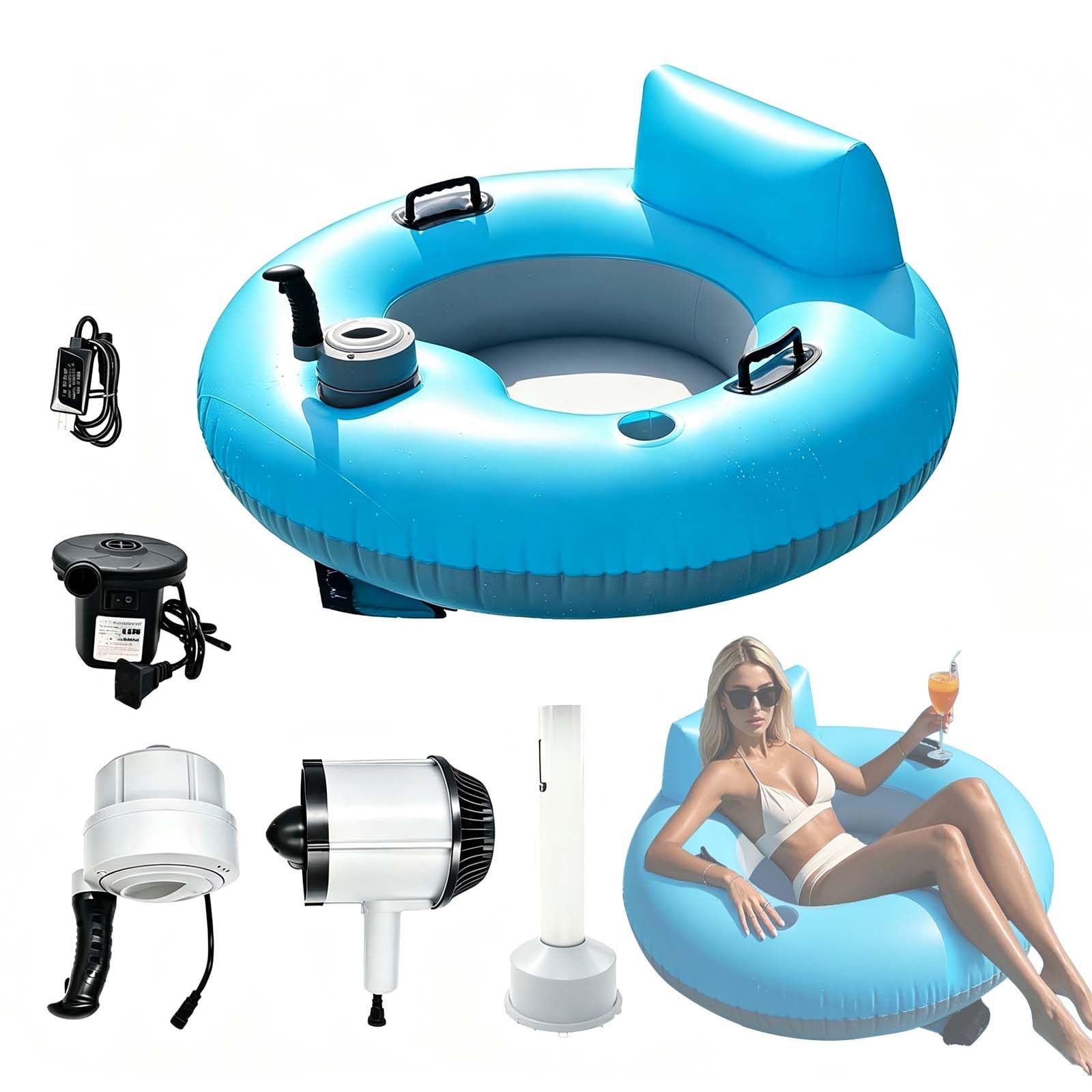 QFGain Inflatable Pool Float for Adults, 300lbs Capacity, Thick PVC, Electric Powered