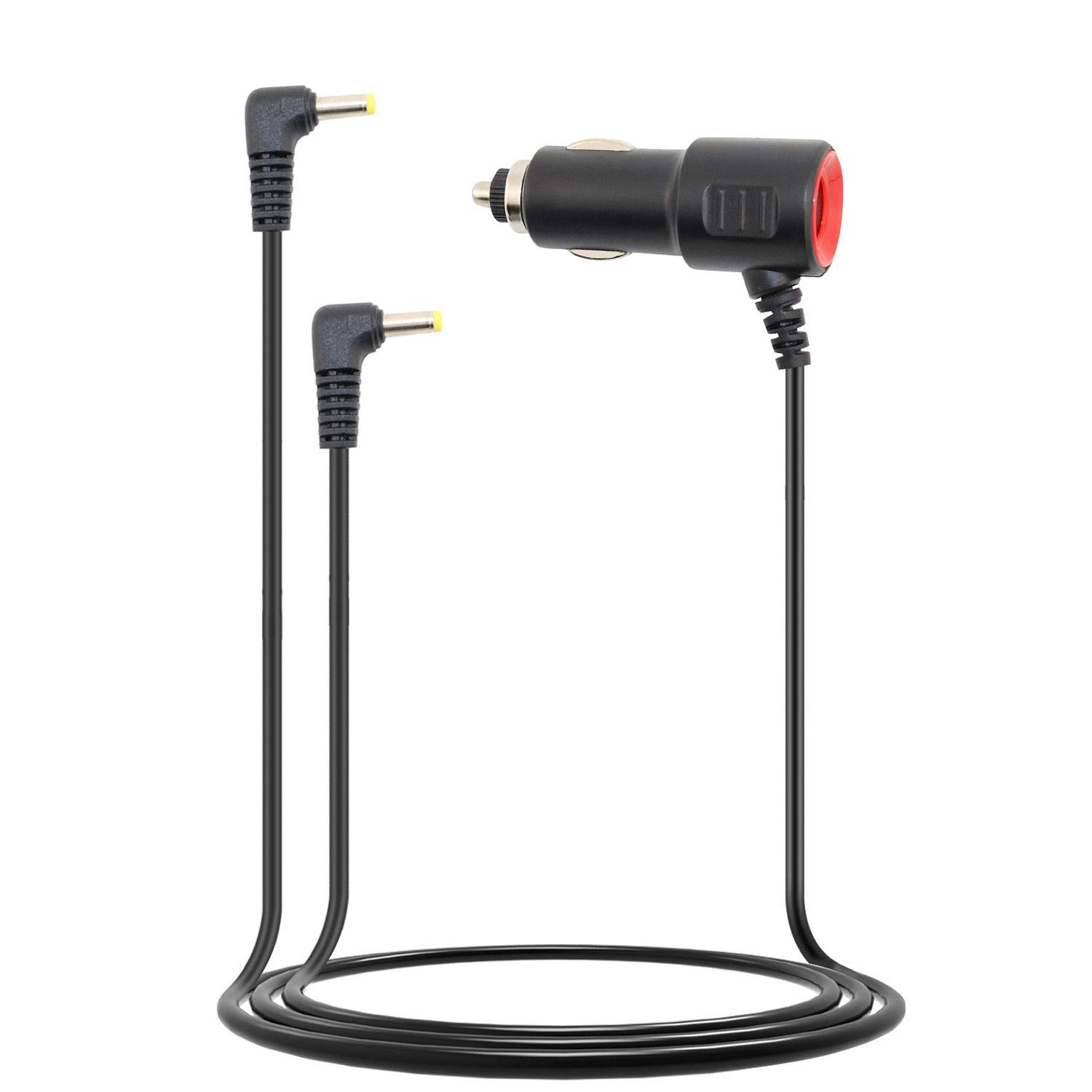 GreatPowerDirect 6.5 Ft Car Charger with dual plugs for portable DVD players.