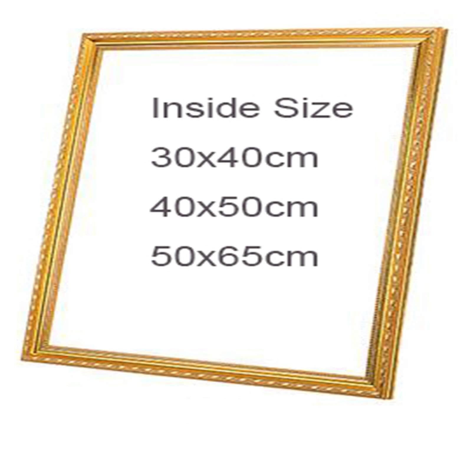 Photo Frames Diy Frame Unfinished Wooden Stretcher Oil Painting Thin Picture Mural(Golden,Inner size 50x60cm)