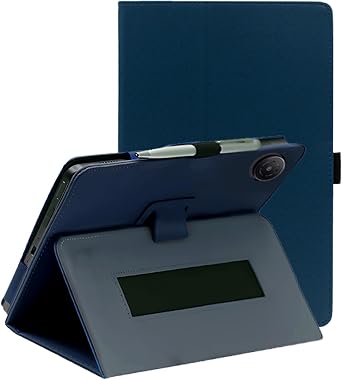 TCL TAB 8 NXTPAPER 5G 8.7 Inch Tablet Case, PU Leather Folding Cover with Pen Holder and Wrist Strap, Business Travel, Portable Dark Blue