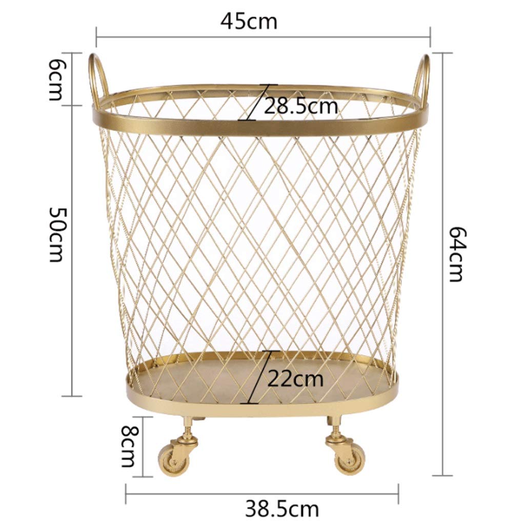 Cesto portabiancheria Girevole a 360° con Ruote - Cesto Ovale in Metallo a Rete, Contenitore per Giocattoli in Ferro battuto, Elegante Contenitore da Cucina (45 cm di Lunghezza x 45 cm di la