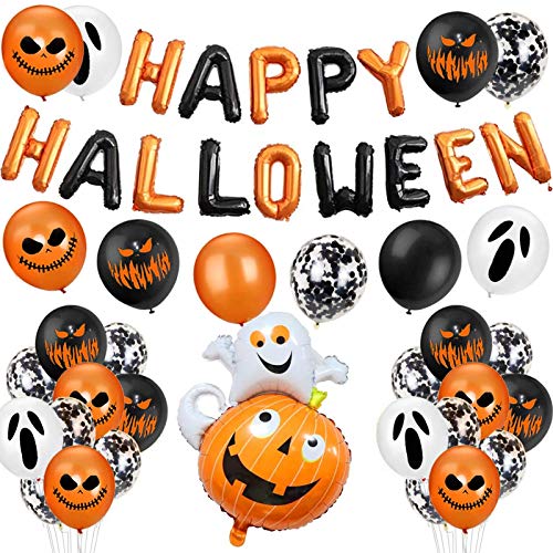 Sunshine smile Halloween Ballons,Ensemble Décoration Halloween,Halloween Décorations Ballons,Ballons Noir Orange ,Fete du0092Halloween (7)