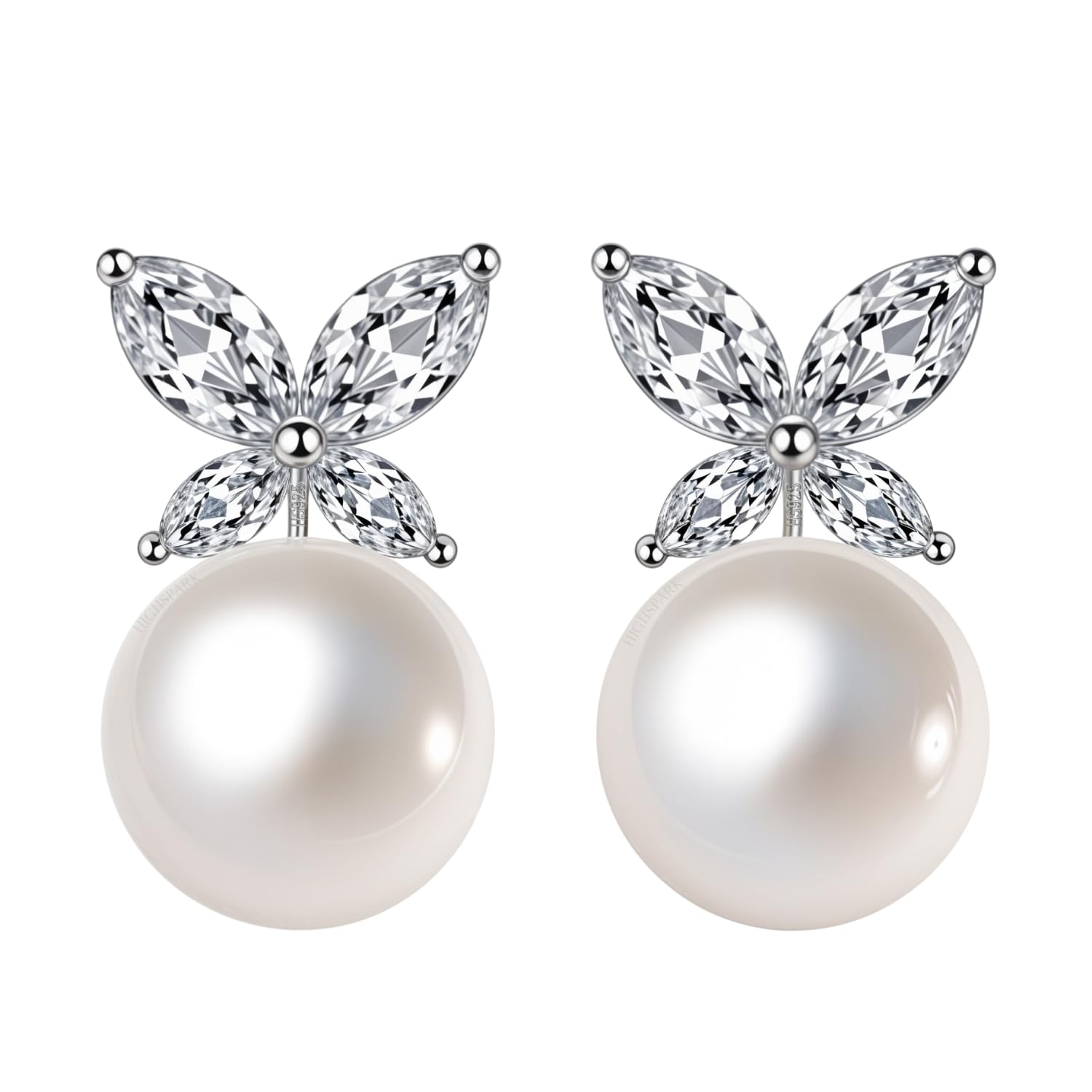 HIGHSPARK 925 Silver Butterfly Pearl Earrings for Women | 92.5 Sterling Silver & Brilliant Lustre Pearls | Lovely Gift - Pearl Butterfly (B0CTYDBH71) Amazon Price History, Amazon Price Tracker
