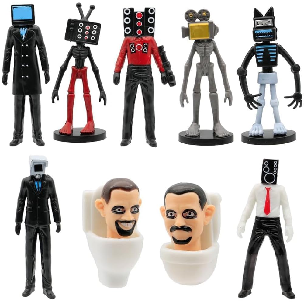ReliaBrand 9 PCS Skibidi Toilet Toy Figures Set | Skibidi Toilet Figures | Skibidi Toilet Toys | Skibbidi Toilet Toys | Collectible Anime Figures | Skidibi Toilet Set Of 9 Figurines - UK Based Brand