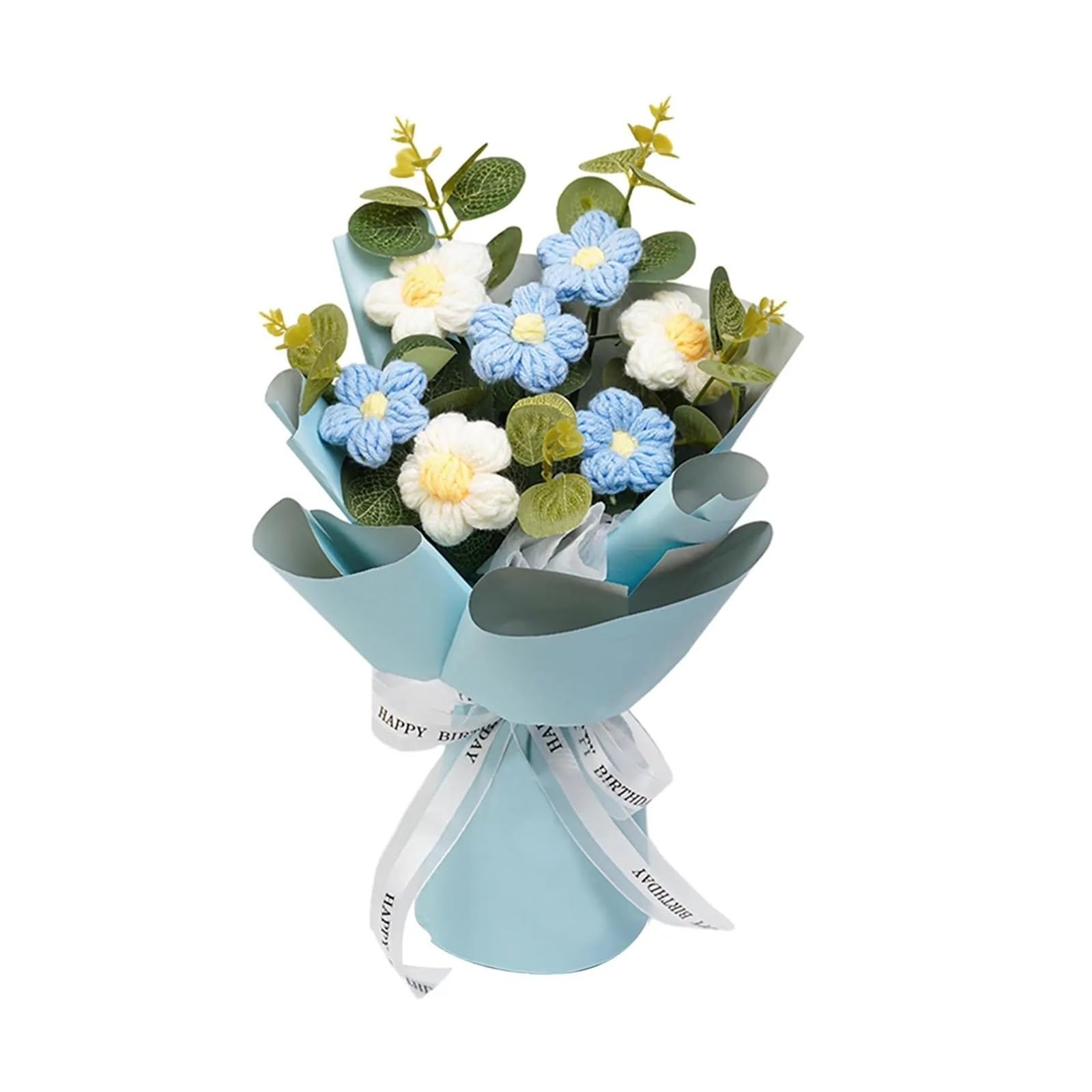 XIUsheUA Crochet Flower Bouquet Crochet Flower BouquetDecoration Spring Knitted Flowers for Girl Friend Party Desktop Festival for Graduation, Anniversary and Home Decor(Blue)