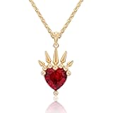 Heart Necklace for Women, 14K Gold Plated Cute Red Ruby | Cubic Zirconia Heart Love Pendant Necklace Dainty Gifts Jewelry for Women Trendy