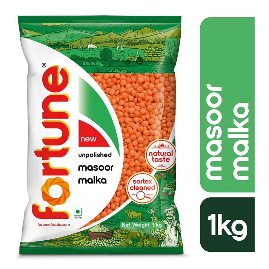 Image of Fortune Masoor Malka (Big), 1 kg, Unpolished and Sortex cleaned