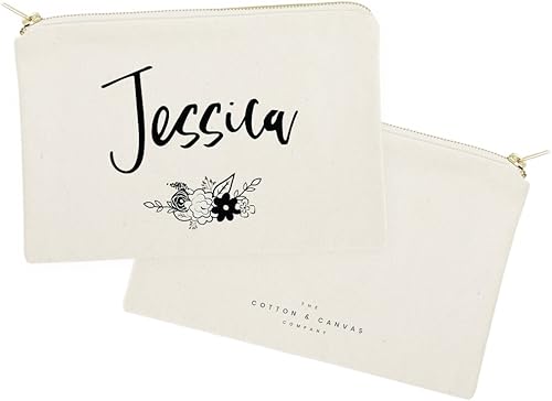 Miniatura 2 de The Cotton & Canvas Co. Bolsa de cosméticos floral con nombre personalizado y bolsa de maquillaje de viaje, Nombre floral personalizado
