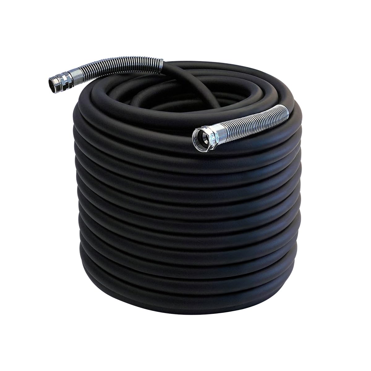 Guitrees 2026 Upgraded Garden Hose 200FT x 5/8", Heavy Duty Rubber Water Hose with Five Layered Braiding, Swivel male and female Nickel-plated Brass Fittings, 1000PSI Burst, 300PSI Working (Black)