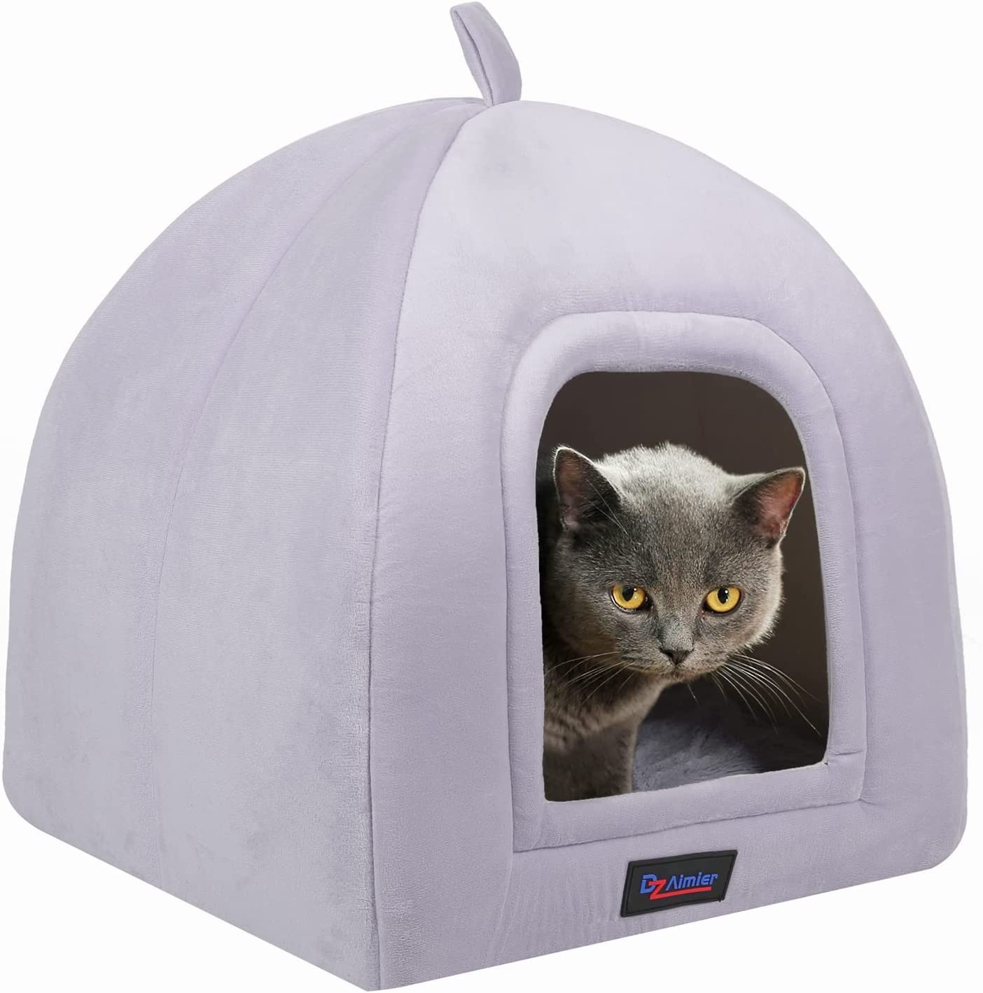 DZ Aimier Cama Gato Cueva, Carpa para Gatos de con Protección contra el Frío,con Cojín Desenfundable y Extraíble,Cama Gato Cómoda Acogedora y Cálida,Camas para Perros Pequeños