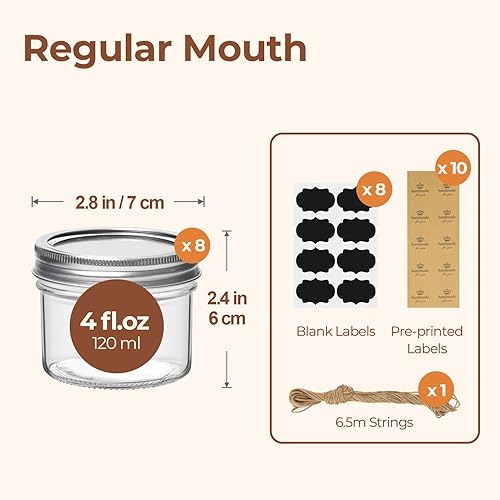 Miniatura 63 de ComSaf Tarros pequeños, 2 onzas, 48 recipientes para conservas, de vidrio, con tapas, para mostazas, salsa de tomate, salsas de inmersión