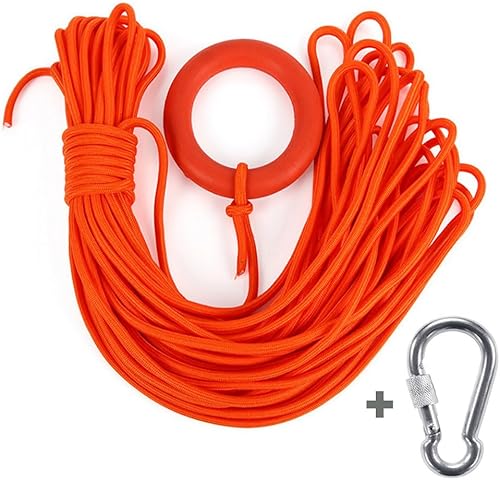 Beiruoyu Cuerda flotante de agua de 98.4 pies, cuerda de lanzamiento profesional al aire libre, salvavidas de rescate con pulseraanillo de mano para