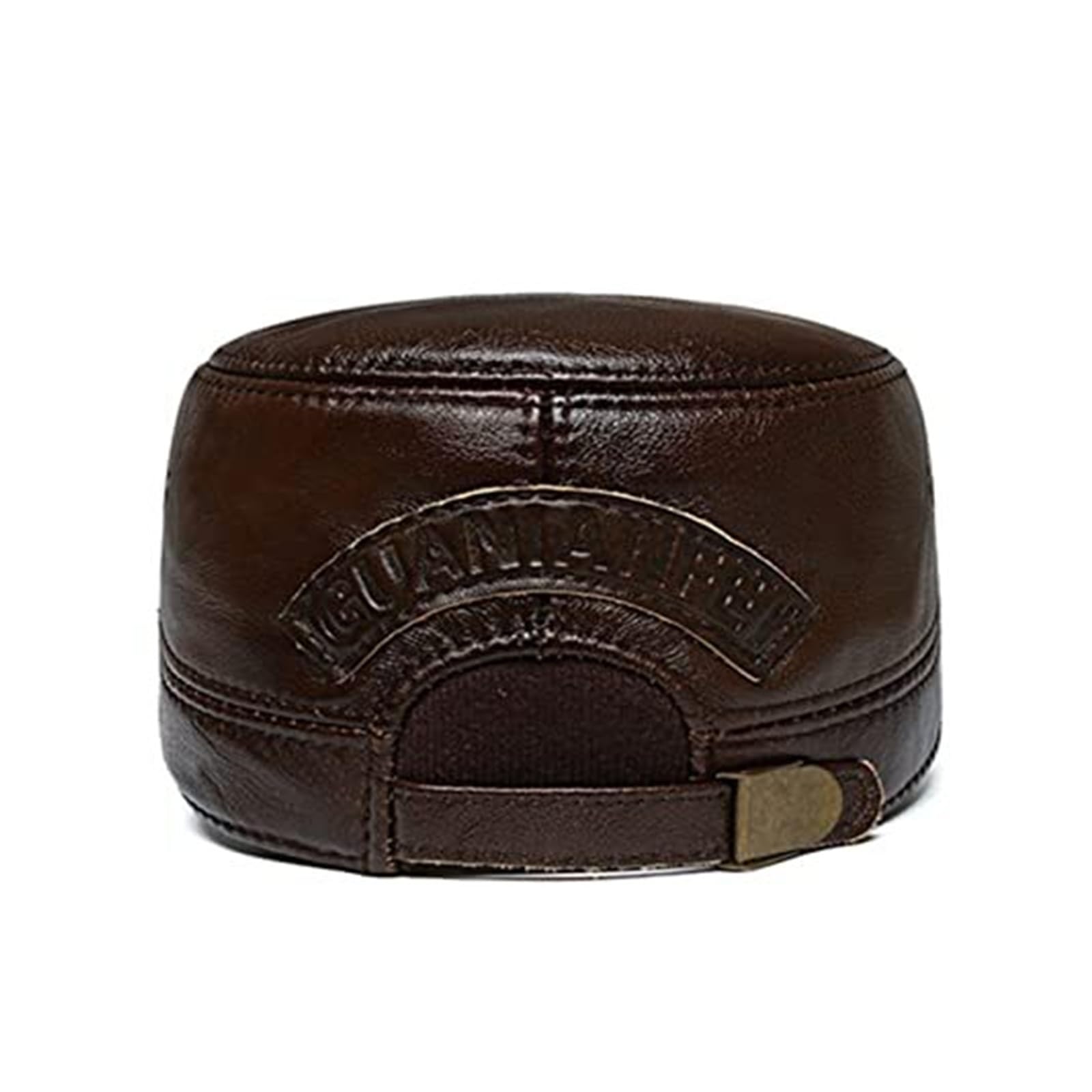 Men's Warm PU Leather Flat Cap Vintage Newsboy Beret Driving Irish Hat - Dark Brown