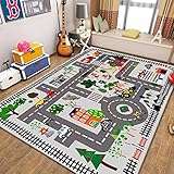 [NHYGDY] キッズラグ 低反発 長方形 道路 200*300CM プレイマット 教育用 ロードマップ 知育マット キッズ 遊びマット 子供部屋 線路 カラー１ 防音 ラグ 北欧 マット 遊べる 線路 保育園 保温 掃除簡単 赤ちゃん 滑り止め 面白い 防音マット 男の子
