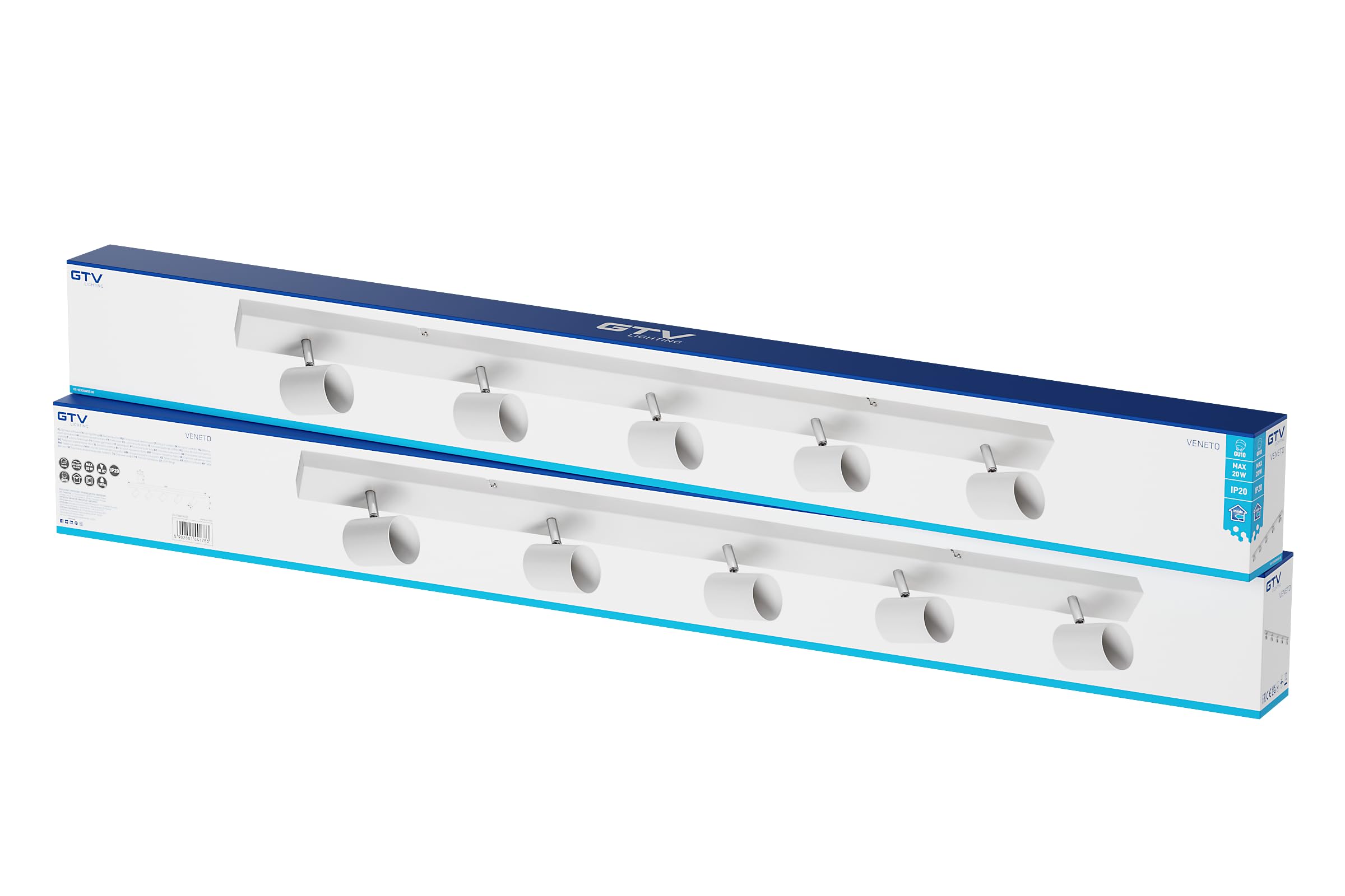 GTV - Lámpara de techo Veneto | Iluminación moderna para oficinas, viviendas y habitaciones | Lámparas de techo | 5 x GU10 | Redondas | Blanco
