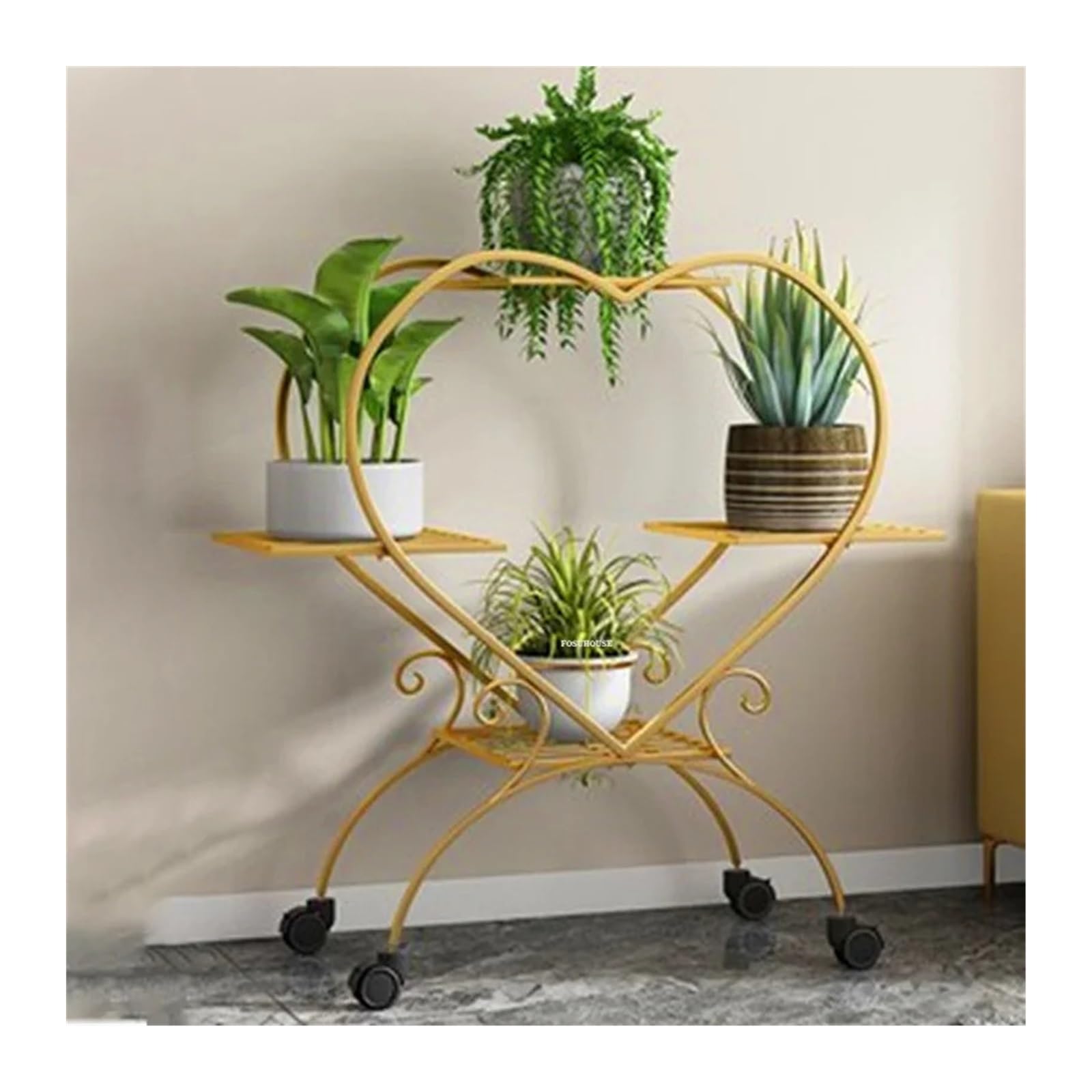 K5c7s3w9d6 Gold Plant Shelf Light Luxury Iron Indoor Plant Shelves Living Room Multi -Layer Flowerpot Shelf Balcony Floor Stand For Flowers Mobile For Patio(Gold)