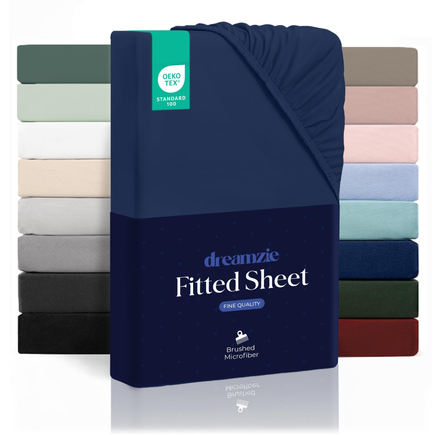 Dreamzie - Fitted Sheet 140 x 200 cm | Soft Microfibre - For Thick Mattresses - Oeko-Tex | Comfort, Breathability, Easy Care - Dark Blue