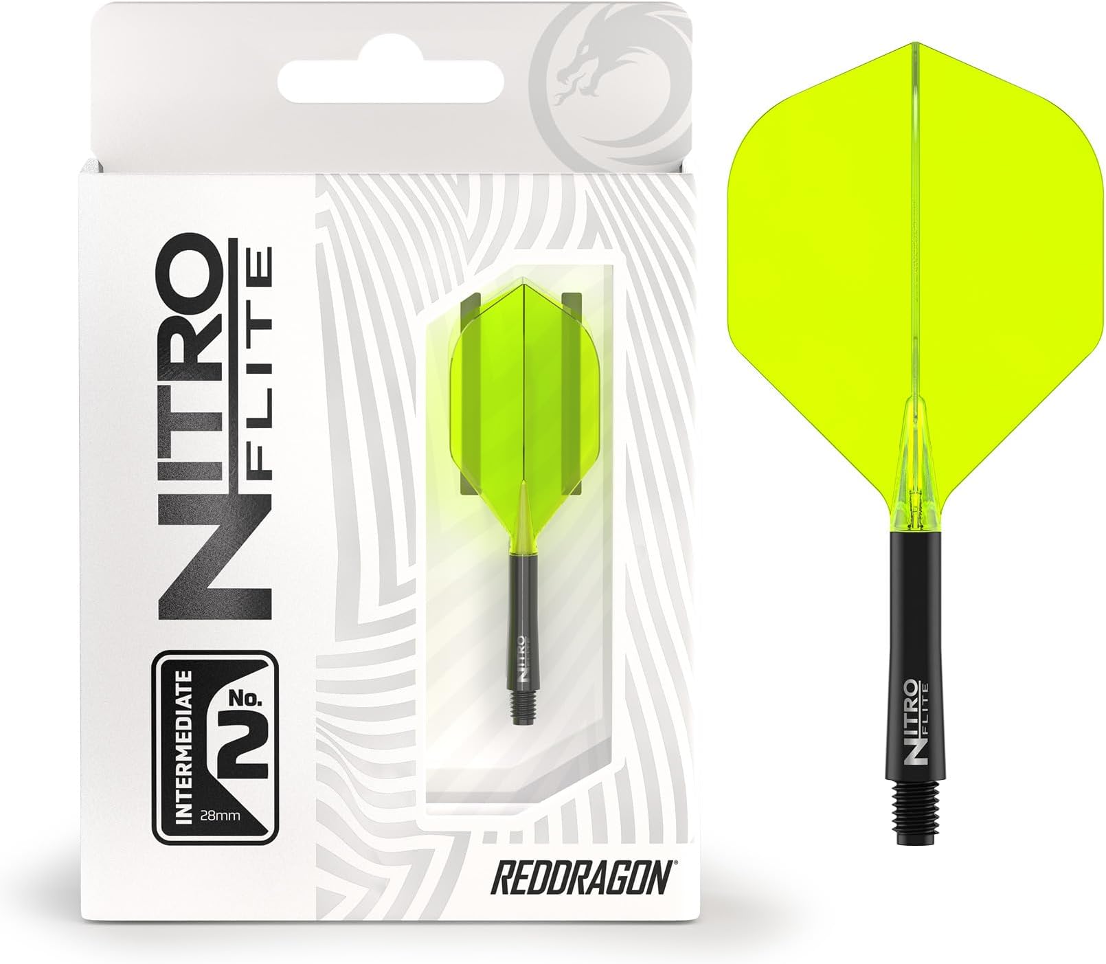 RED DRAGON Darts – Nitro Flite Integrated Flight & Shaft System – No.2 Shape and Design - Available in Short, Intermediate & Medium - Available in Variety of Colours - Professional Darts Accessories