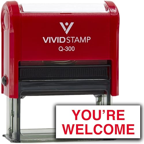 Vivid Stamp Youre Welcome - Sello de goma autoentintado tinta roja - Q-300