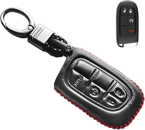 MECHCOS Compatible con Ram 1500 2500 3500 Ram 4000 Ram 4500 5500 Jeep Cherokee Funda de piel para llavero sin llave con control remoto protector