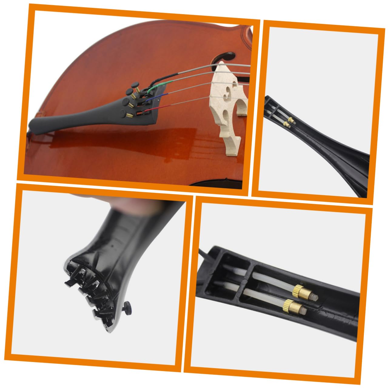 BESTonZON 4 Set cordiera finetuner per violoncello accessori per violoncello parti di Piastra per corde di Sordina per strumenti musicali AbS
