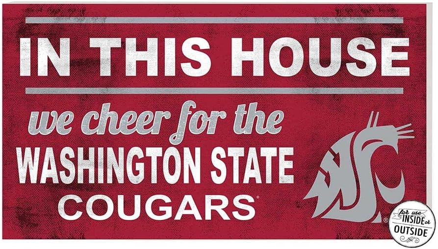 KH Sports Fan Washington State Cougars 20"x11" in This House Indoor Outdoor Sign, One Size, Team Color
