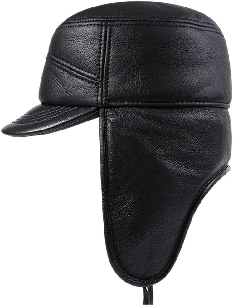VIDI Lei Feng Hat Men's Winter Thickened Warm Outdoor Ear Protection Cotton Leather Hatat