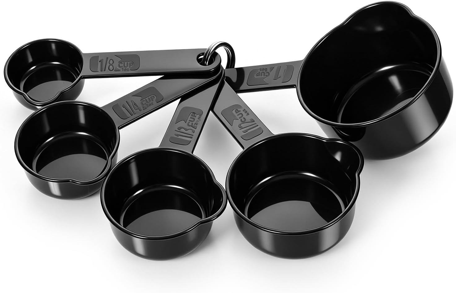 5PCS Black Plastic Measuring Spoons Set, Black Kitchen Measuring Cups