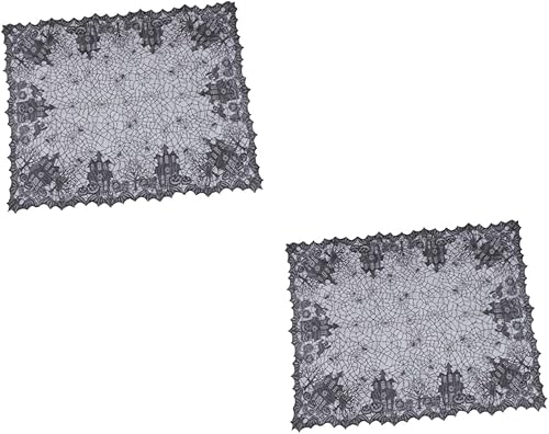 HOMSFOU 2 Pcs Halloween Tablecloth Lace Cobweb Tablecloth Halloween Lace Decoration Halloween Spider Decor Fireplace Mantel Scarf Lace Table Cover
