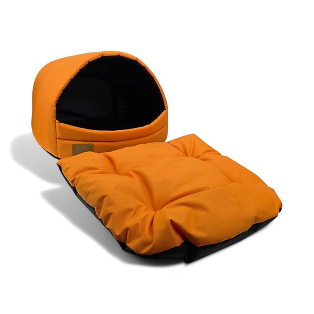 Foto 6 de 6 de ODOLPLUSZ Caseta para perros, casa exclusiva para perros o gatos, 2 tamaños, cómoda y lavable (naranja, M)
