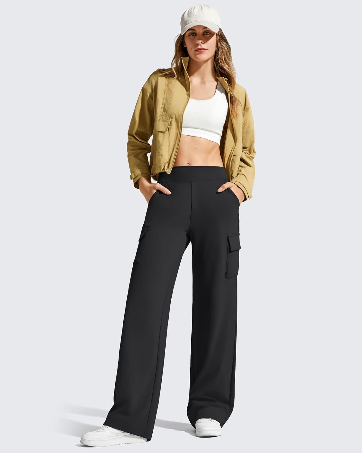 G4Free EverGoing Wide Leg Cargo Pants Women with 4 Pockets High Waisted Yoga Pants Stretch Casual Trousers - Image 6
