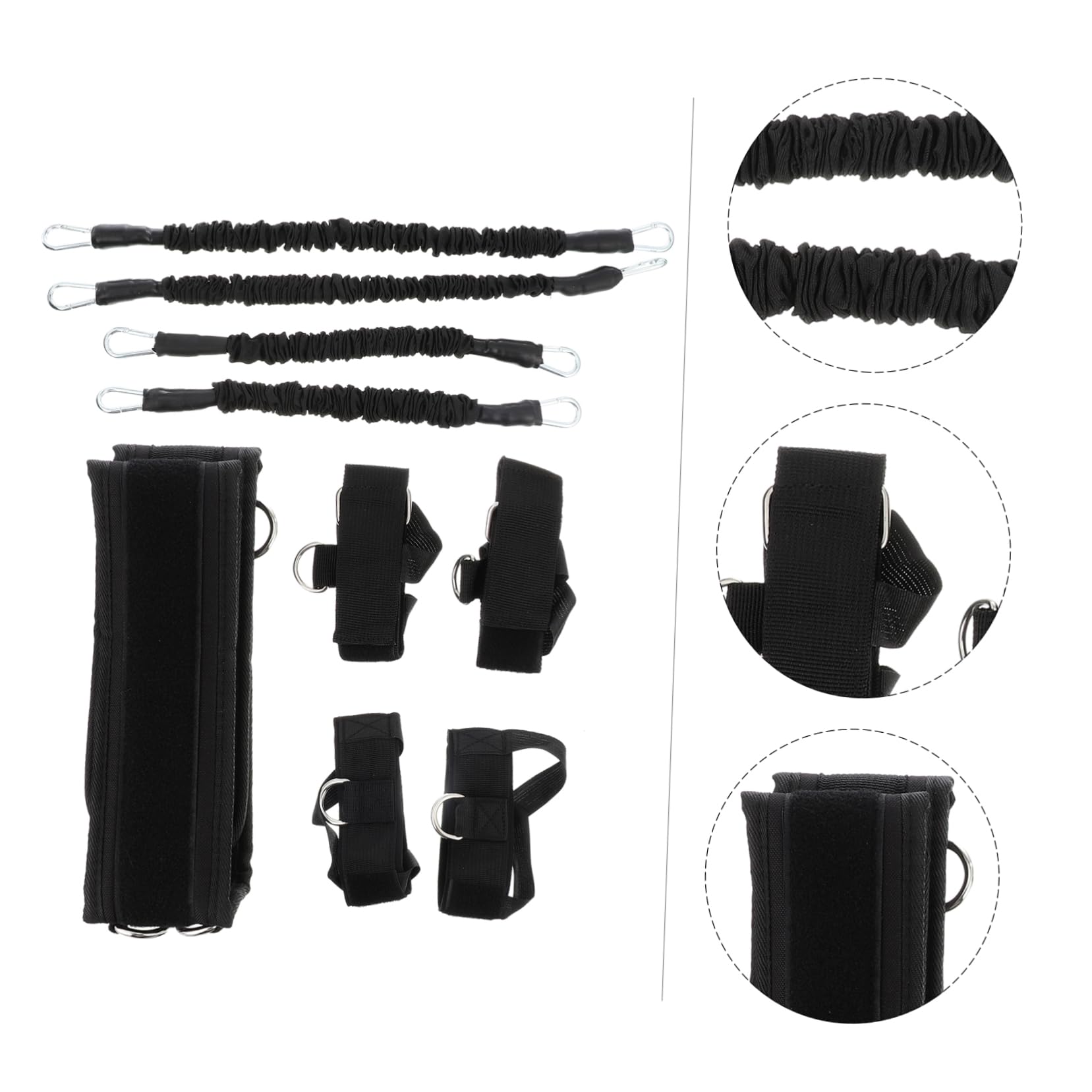 ibasenice Bandas de Resistencia para Fitness, Entrenador Muscular Cuerda Elástica, 20lbs, Tamaño Ajustable, Negro, para Boxeo y Ejercicios de Pie