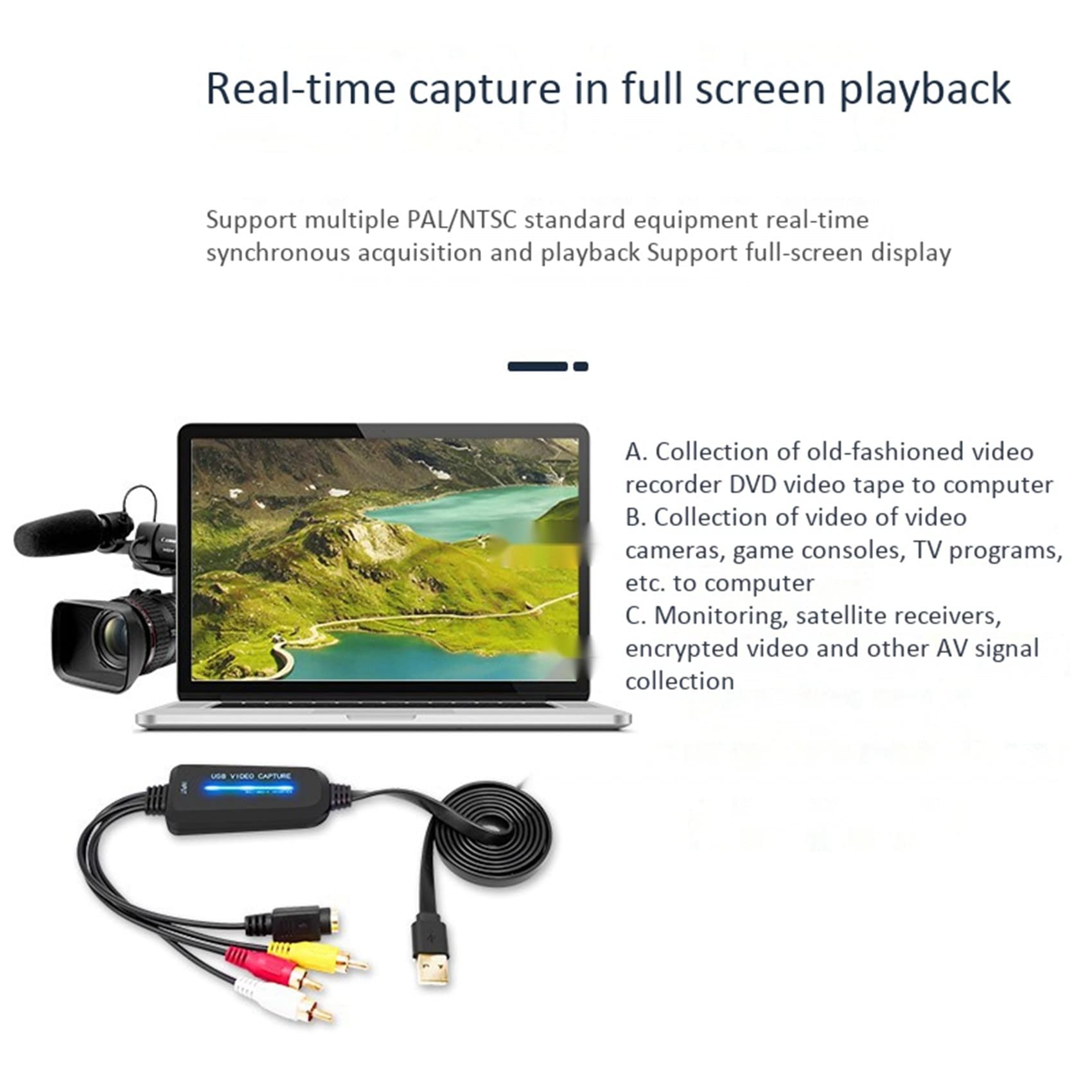 5 tarjetas de captura de video USB 2.0 de un solo canal, tarjeta de captura USB, dispositivo de captura AV, convertidor digital sin unidad