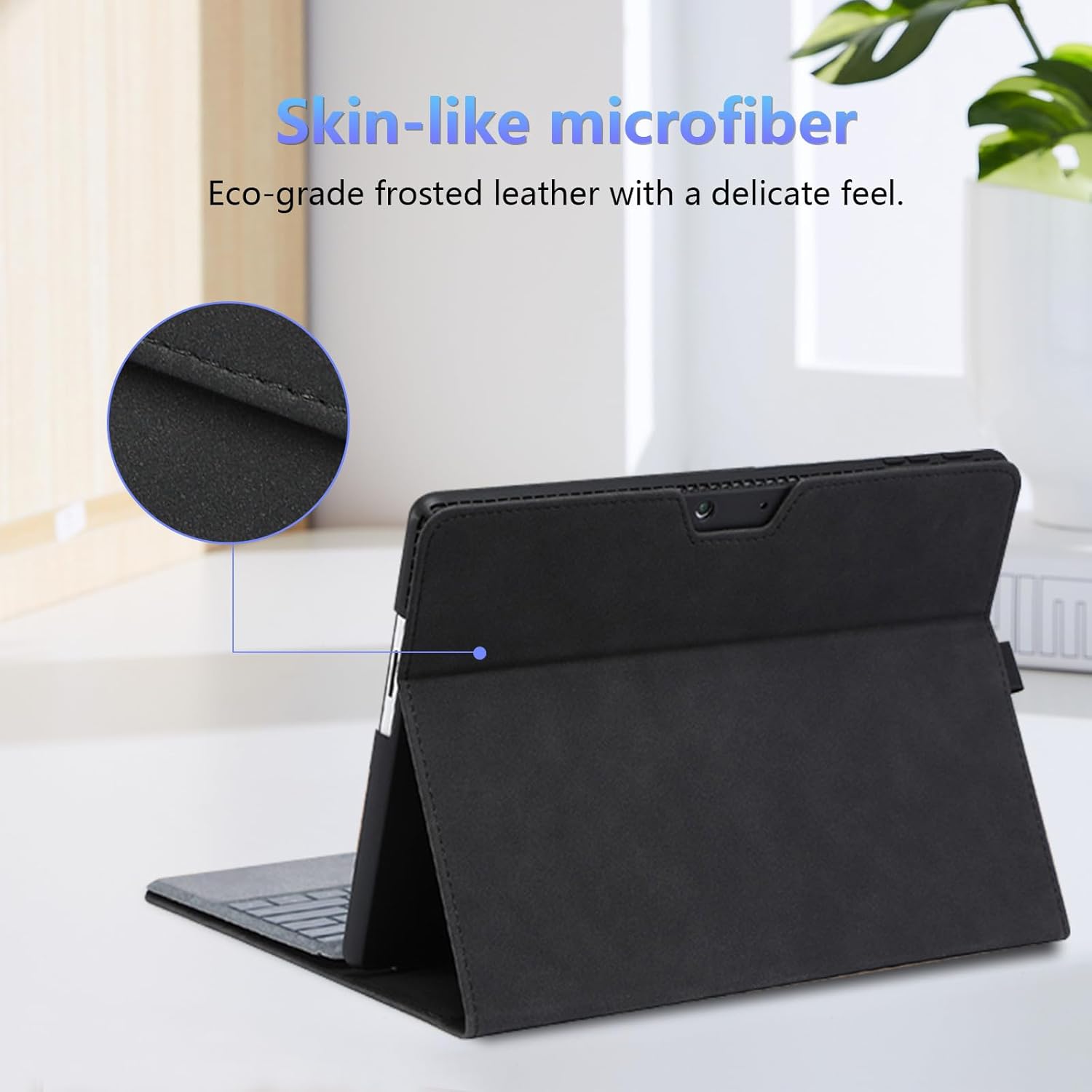 Case for Microsoft Surface Pro 7 Plus/7/6/5/4 12.3 inch, Multiple Angle Viewing, Stylus Holder, Light Heat Dissipation, Compatible with Type Cover Keyboard,Black