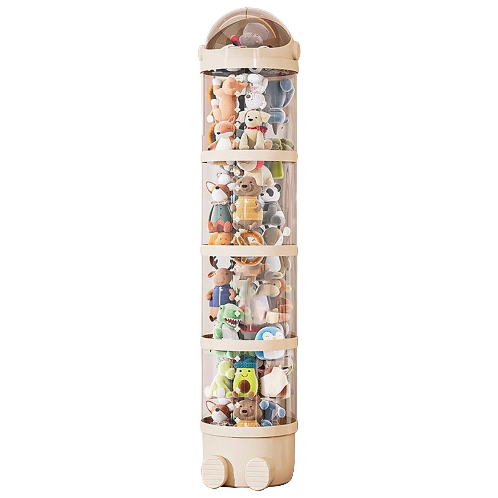 Tubo de almacenamiento de animales de peluche, organizador transparente para muñecas y juguetes