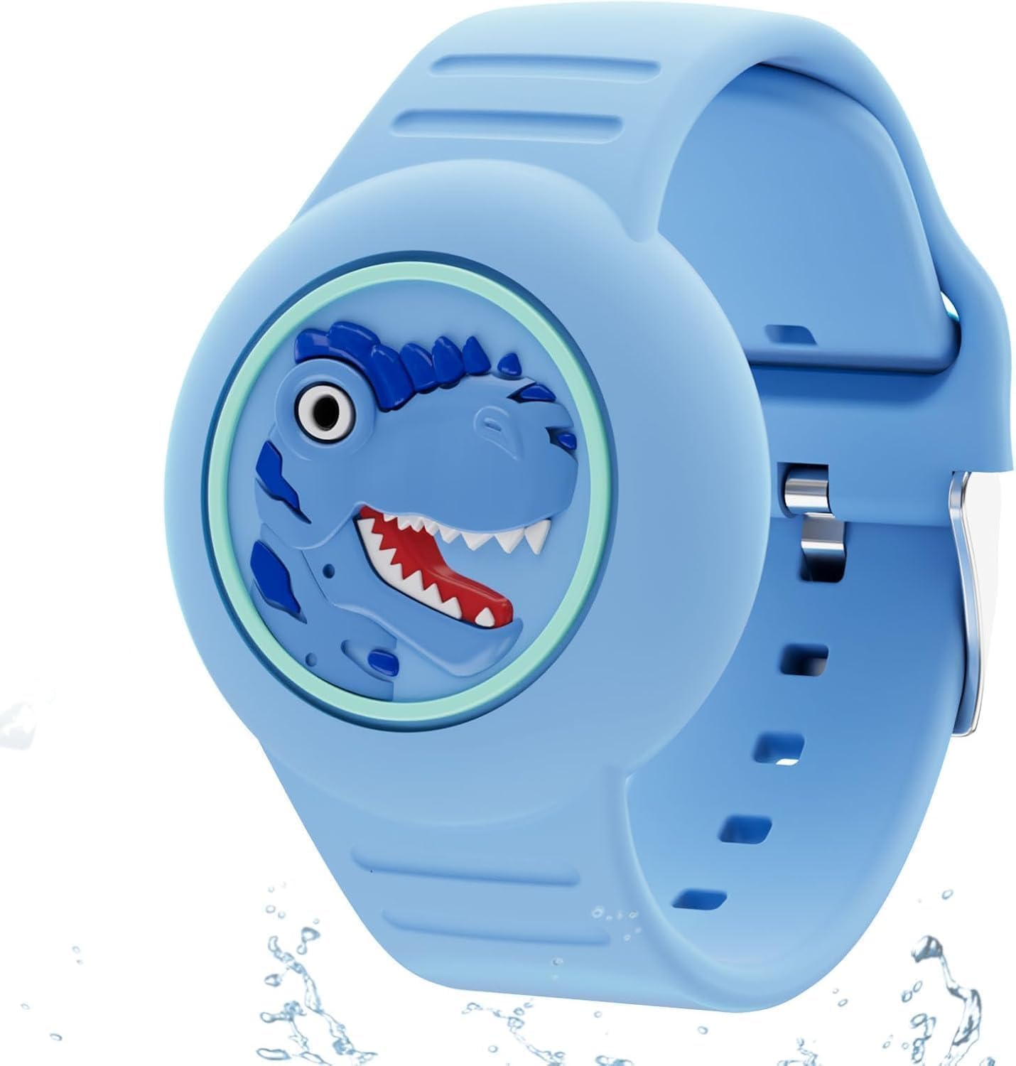 Compatible with Apple Airtag Bracelets for Kids, Waterproof Kids Wristband for Air tag Holder for Kids Soft Silicone Hidden Watch Band for Child Anti Lost Cute Cartoon（Dblue
