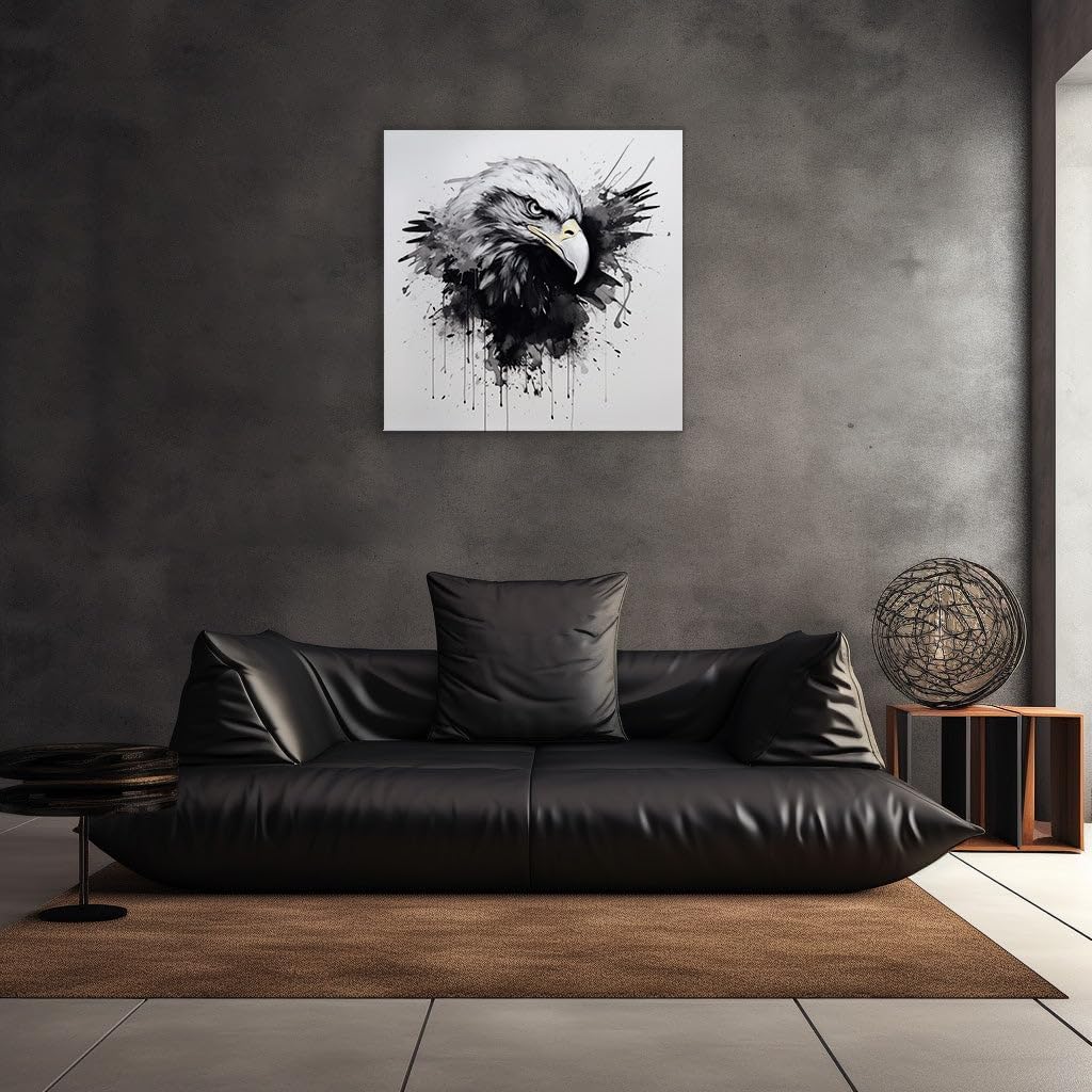 Canvas for Living room. Majestic Profile of Freedom: A Bald Eagle in Artistic Splendor, 27 x 18 inch Canvas Wall Art - Ready to Hang