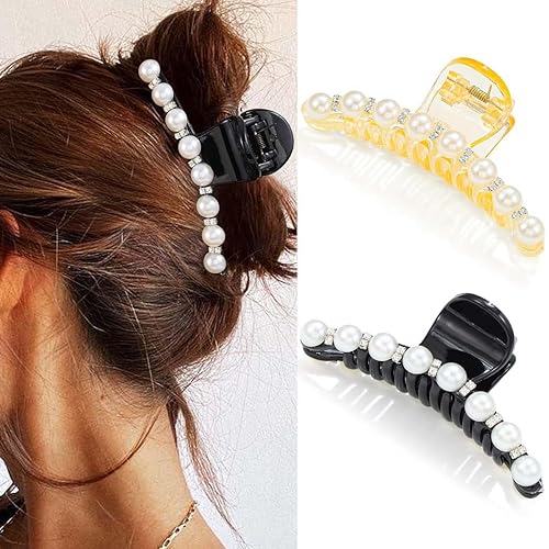 Reaky Pearl Claw Clips Large Hair Claws Rhinestone Hair Claw Clip for Thick Hair Accessories for Women
