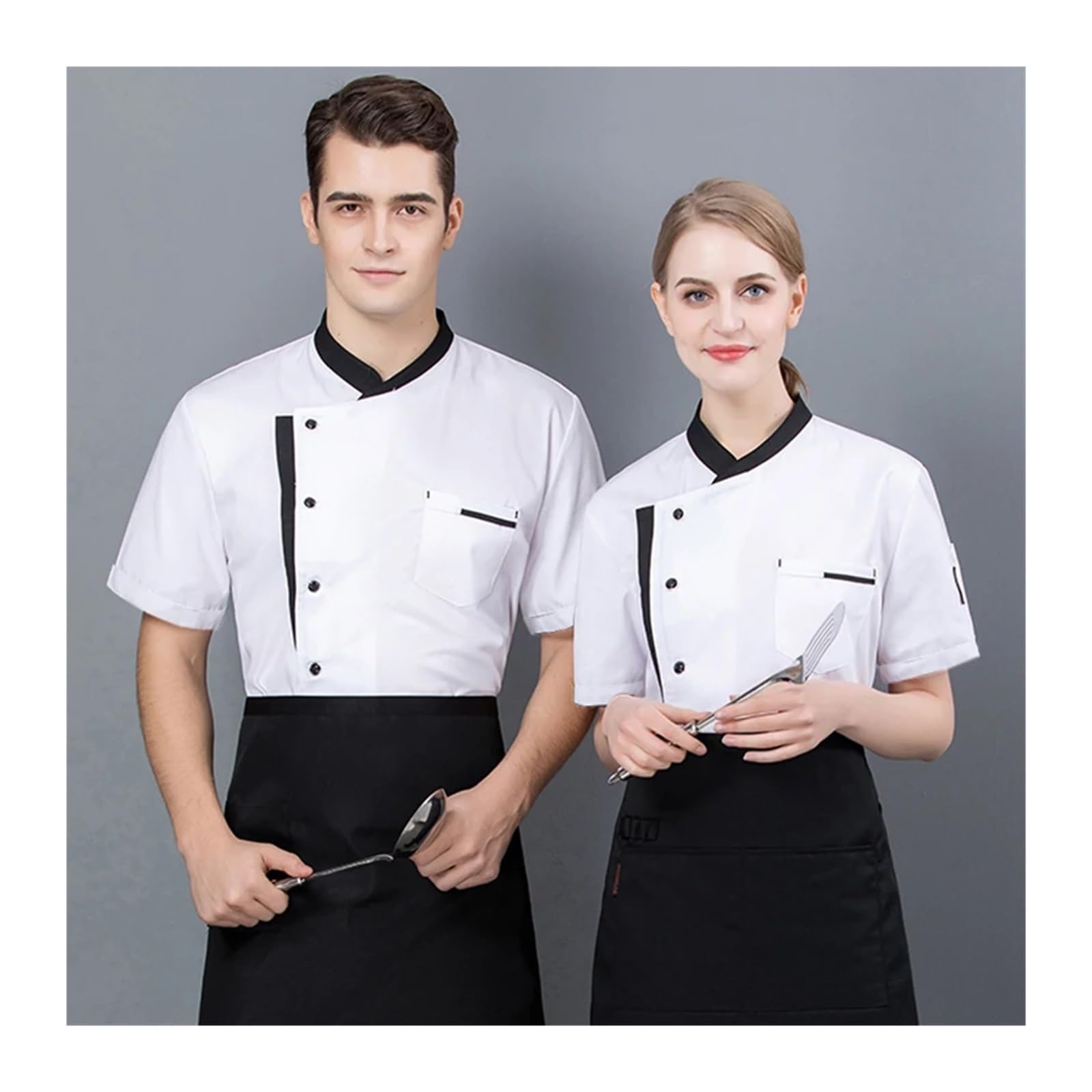 Divisa estiva da cuoco, da cucina, for hotel, bar, cucina, abbigliamento da lavoro, camicia a maniche corte, giacca da cuoco for uomo e donna Per Il Personale Del Ristorante